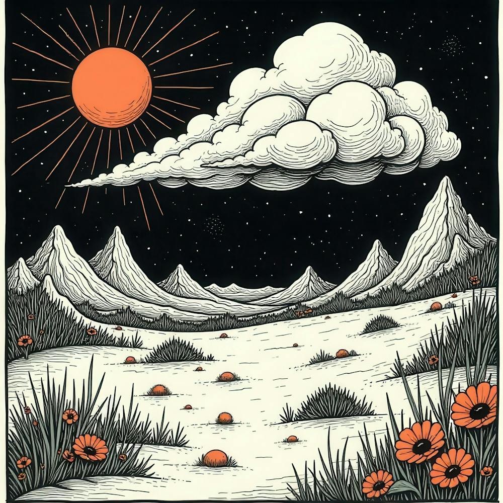 Cloudy Sky With Poppies