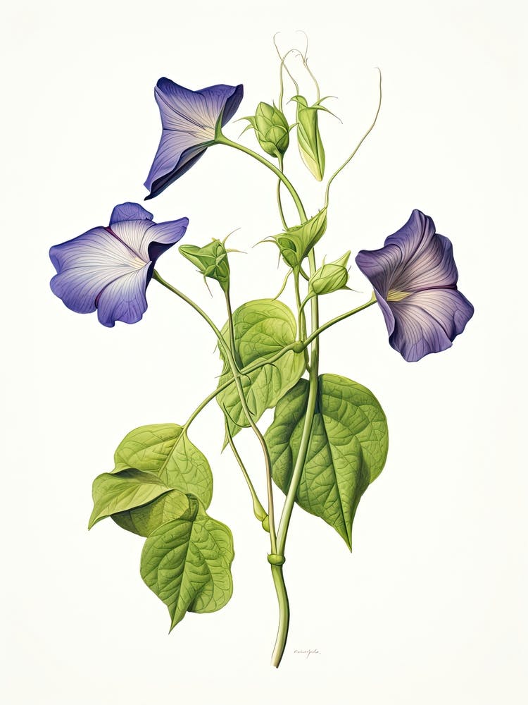 Morning Glories Flower Vintage Botanical 2