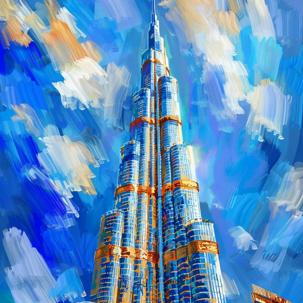 Burj Khalifa Oil Painting 3