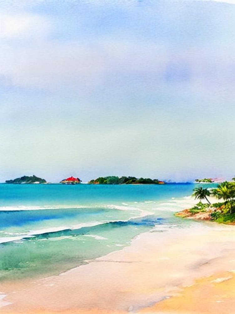Ngapali Beach, Myanmar Watercolour