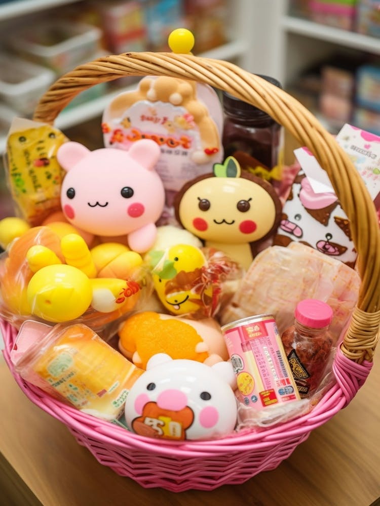 Korb voller Spielzeug Kawaii Fotografie 1