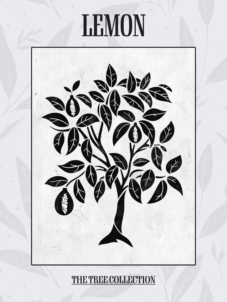 Lemon Tree Simple Geometric Nature Stencil 3 Poster