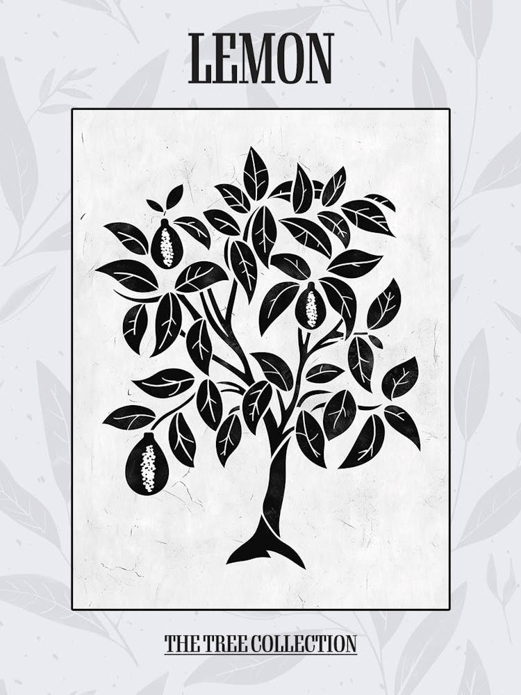 Lemon Tree Simple Geometric Nature Stencil 3 Poster