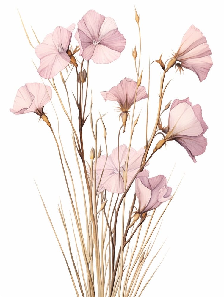 Floral Illustration Flax Flower 2
