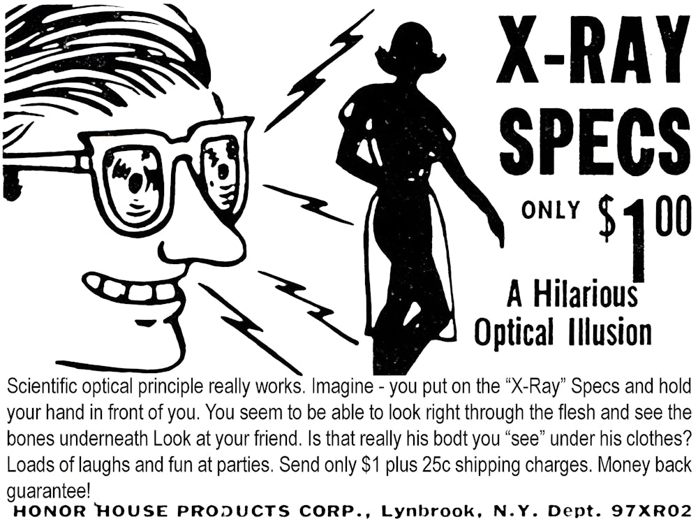 X Ray Spectacles, Funny Vintage Advertising Poster