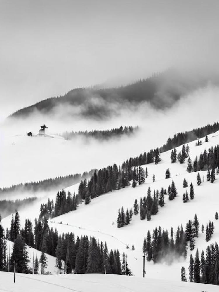 Bad Gastein, Austria Black And White Skiing Poster