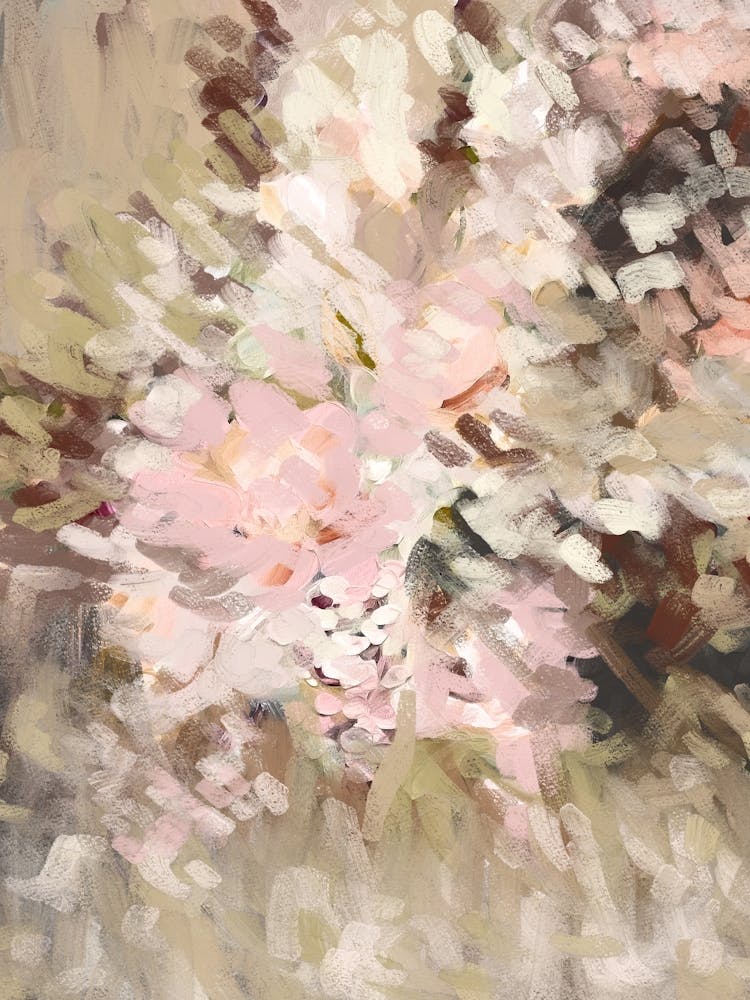 Zartrosa Salbeigrün Florale Abstraktion 1