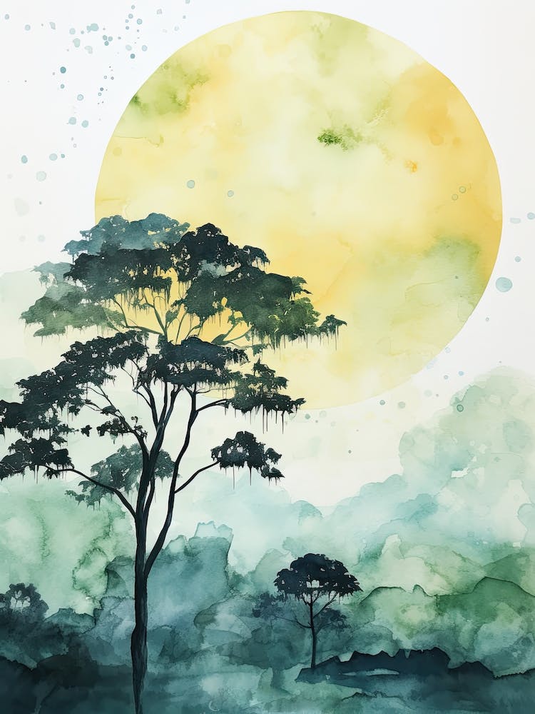 Watercolour Painting Of Bwindi Impenetrable National Park   Uganda 1