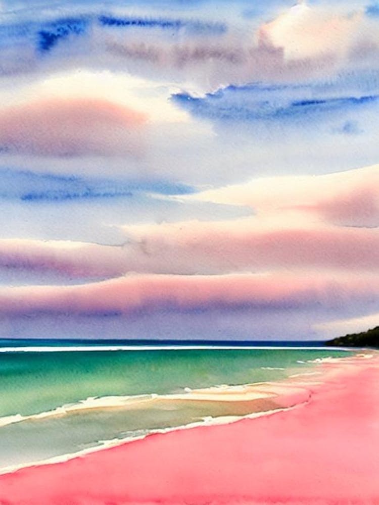Cable Beach, Australia Pink Watercolour