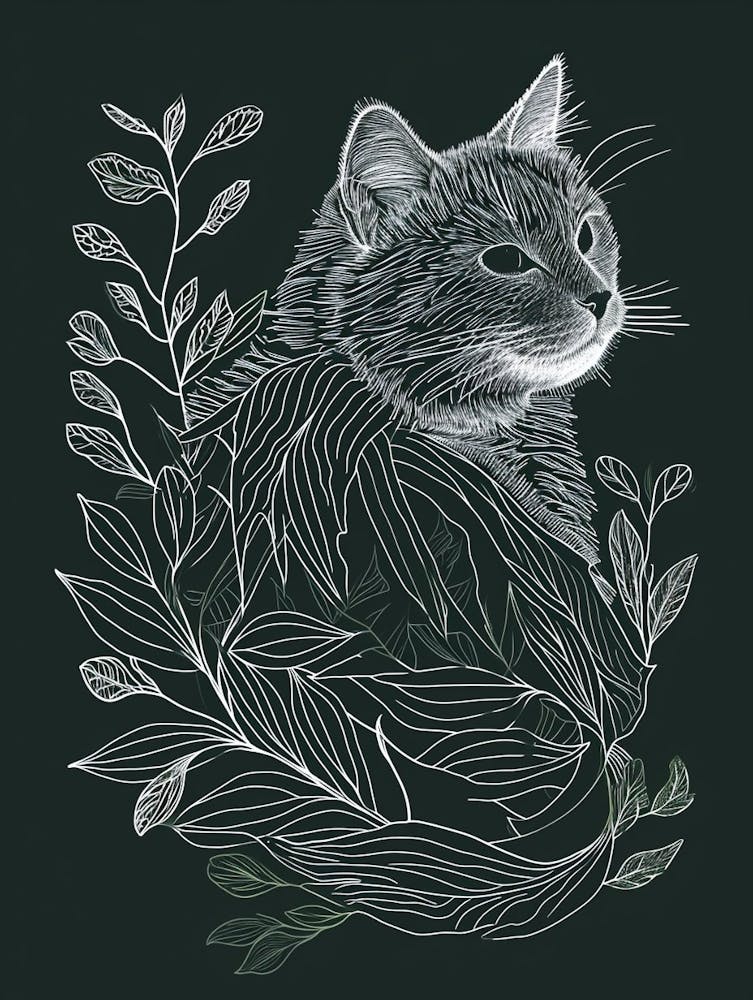 Turkish Angora Cat Minimalist Illustration 1