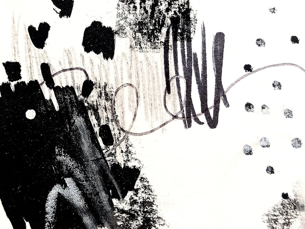 Black And White Abstract Scribble Painting