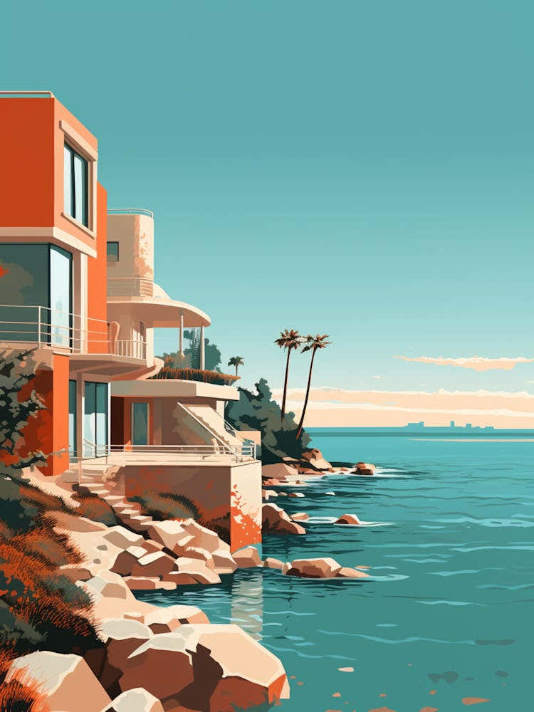 St Kilda Beach Australia Mediterranean Style Illustration 3