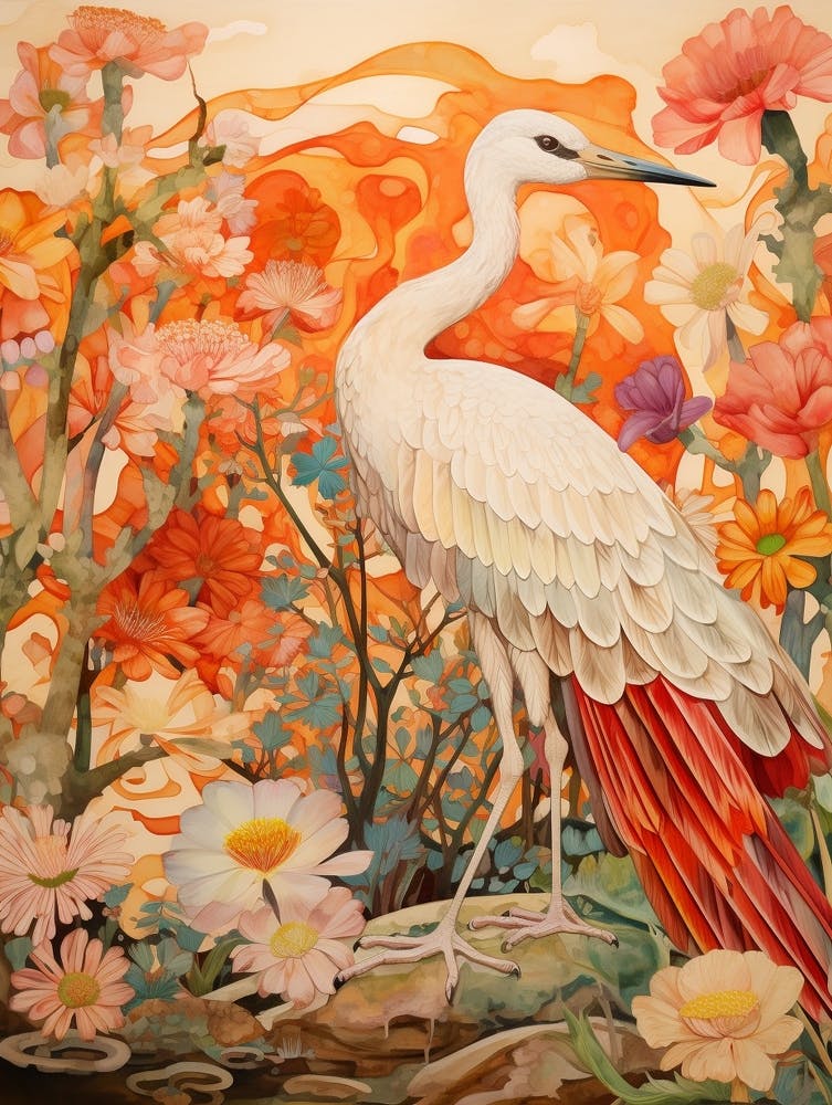 Stork 2 Detailed Bird Painting