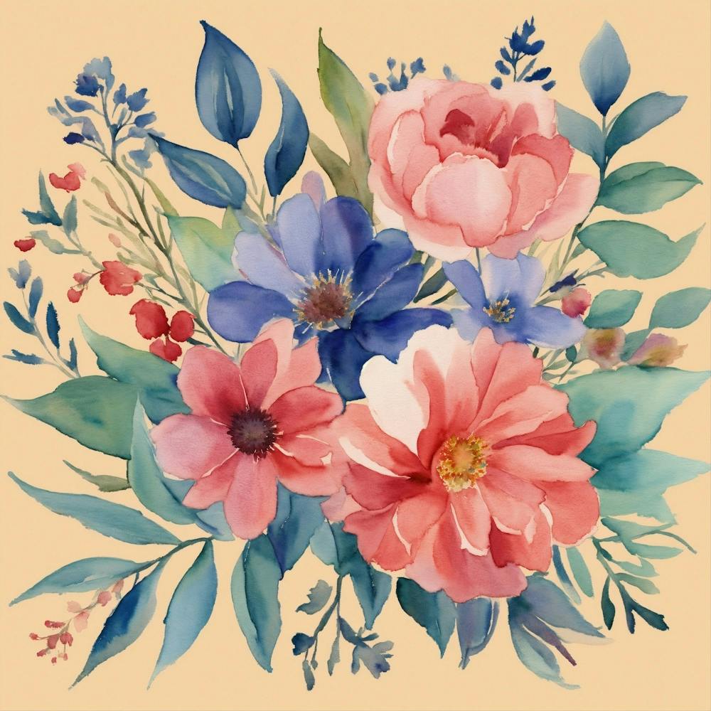 Watercolor flowers Floral Pattern