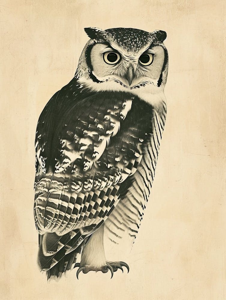 Northern Hawk Owl Vintage Illustration 2