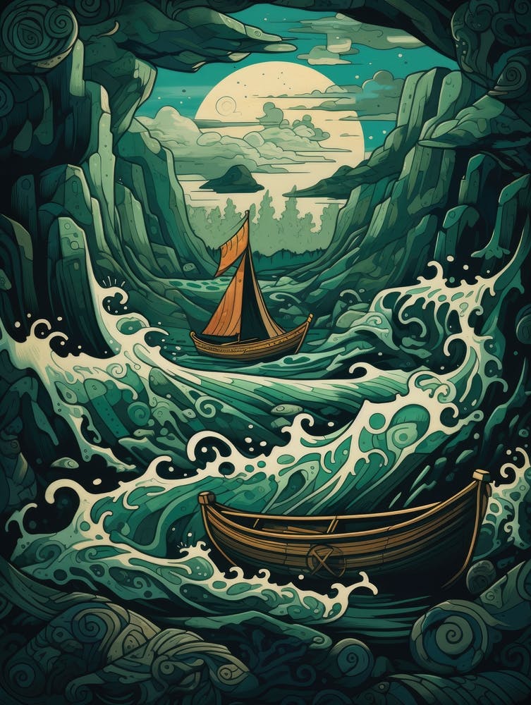 Viking Ship In The Sea