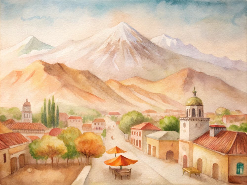 Watercolor Of A Village 1