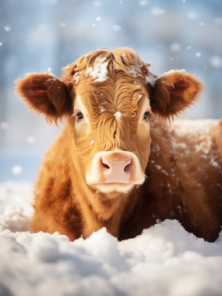 Cow Lying In The Snow