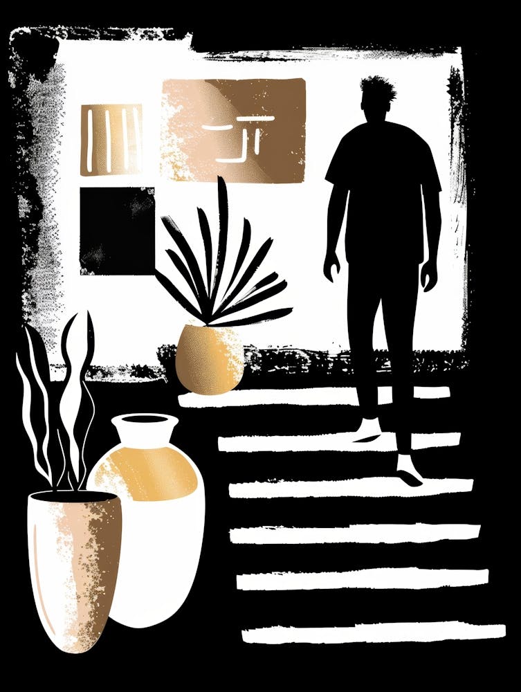 Man Walking Down The Stairs