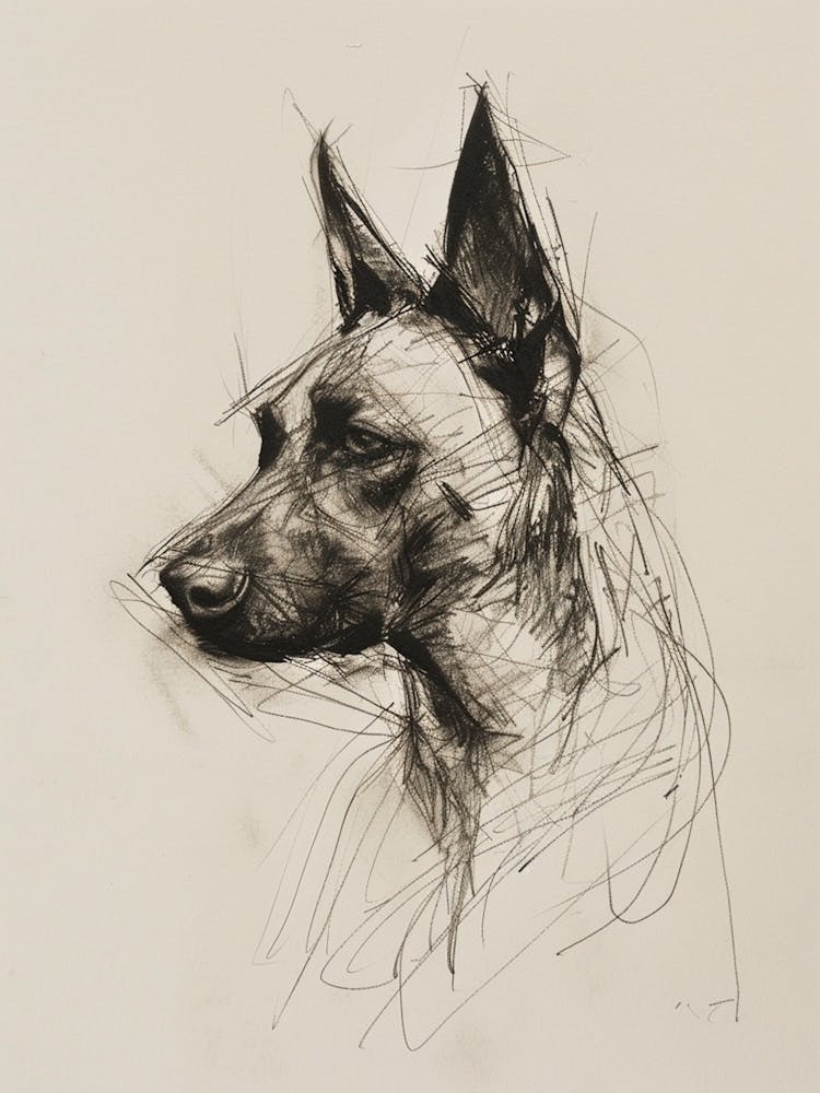 Belgian Malinois Dog Charcoal Line 1