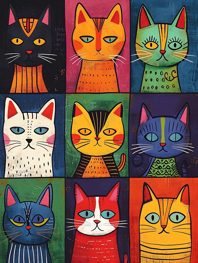 Beautiful Painting Funky Cats 8