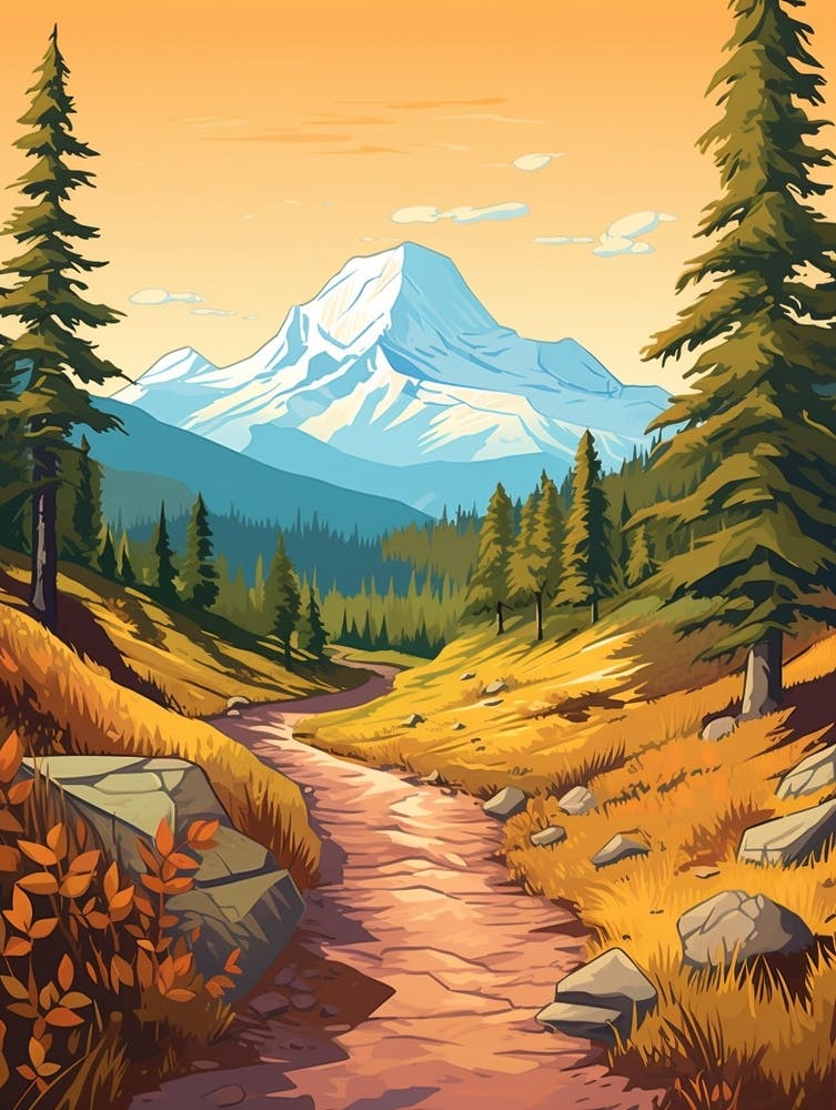 Mount Robson Provincial Park Canada 2 Hike Illustration