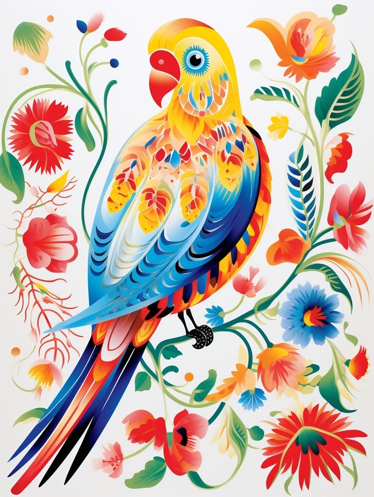 Scandinavian Bird Illustration Budgerigar 3