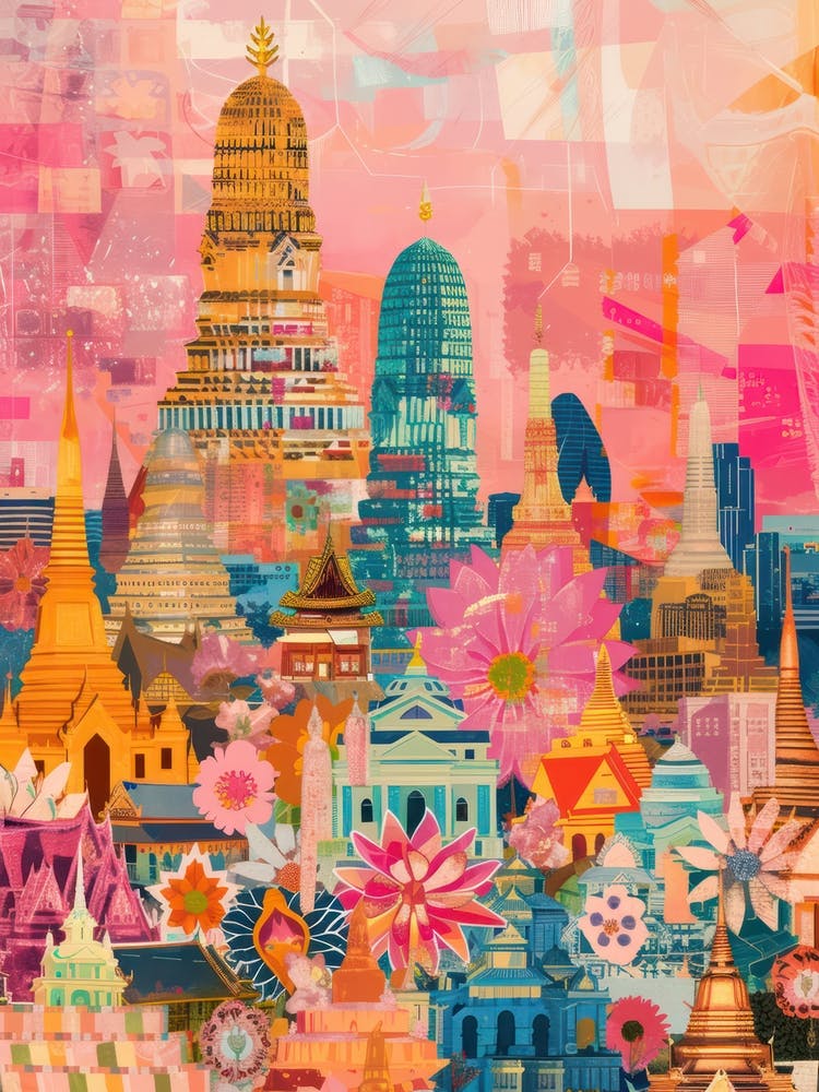 Bangkok   Retro Collage Style 1