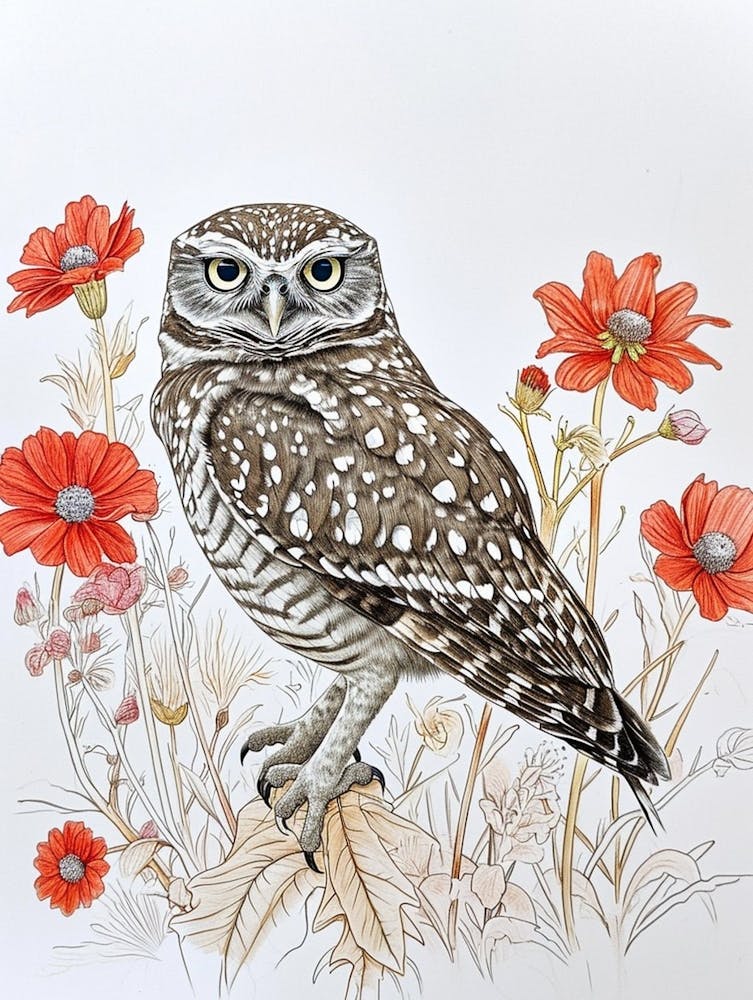 Burrowing Owl Marker Drawing 4