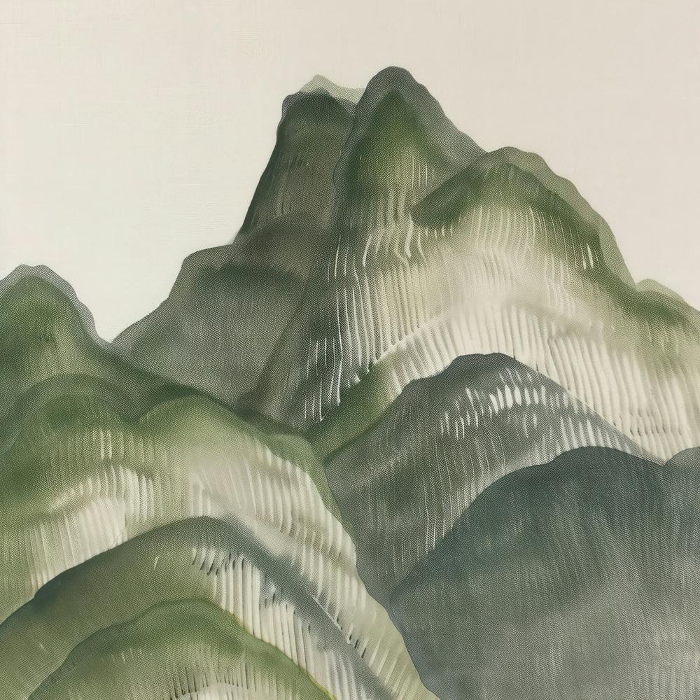 Japanese Watercolour Of Mount Kurai 1