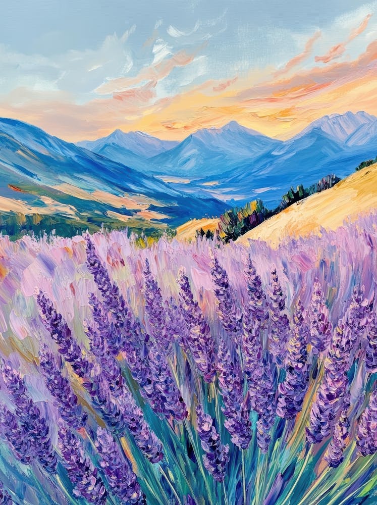 Lavender Field At Sunset 1