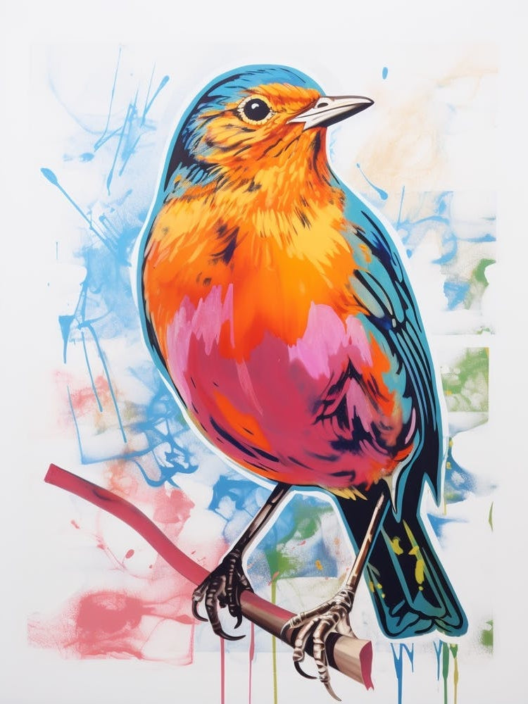 Colourful Bird Painting Robin 1