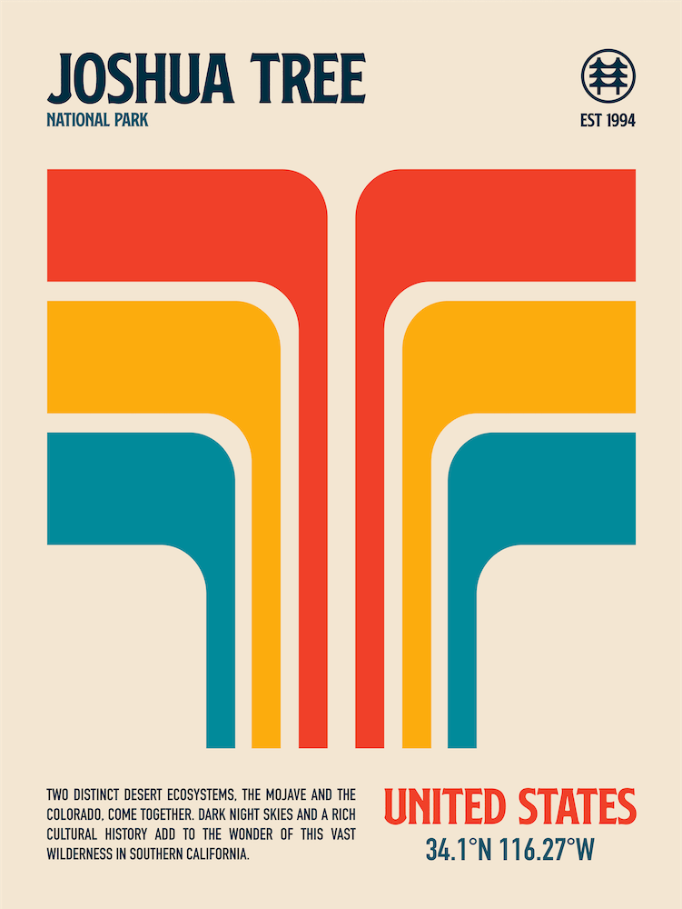 Joshua Tree National Park Retro Reise Kunstdruck