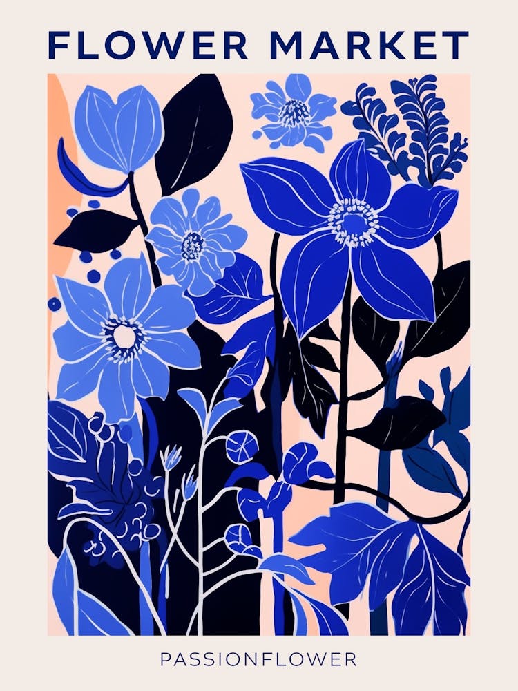Blue Flower Market Poster Passionflower Market Poster 3