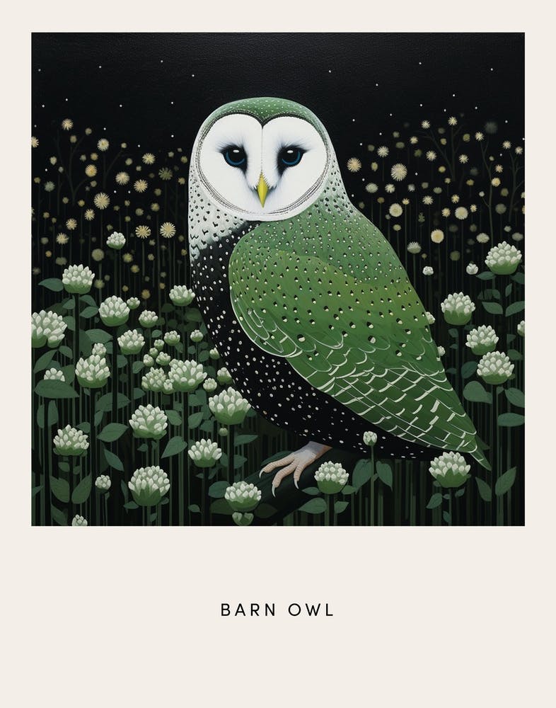 Ohara Koson Inspired Bird Painting Barn Owl 2 Poster