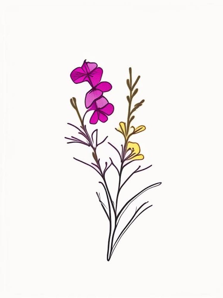 Nemesia Floral Minimal Line Drawing 2 Flower