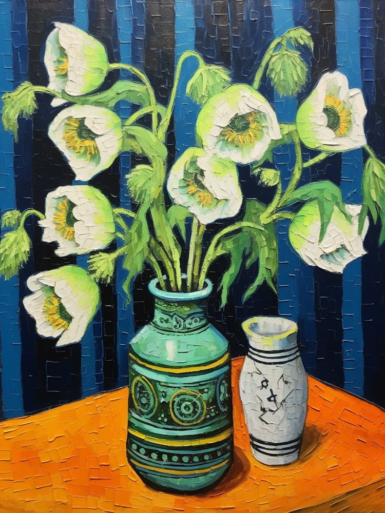 Flowers In A Vase Still Life Painting Aconitum 3