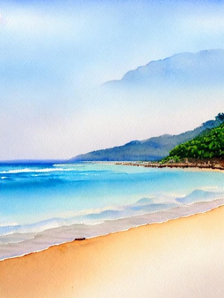 Surin Beach, Phuket, Thailand Watercolour
