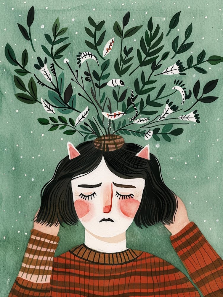 Illustration Of A Girl With Leaves On Her Head 1