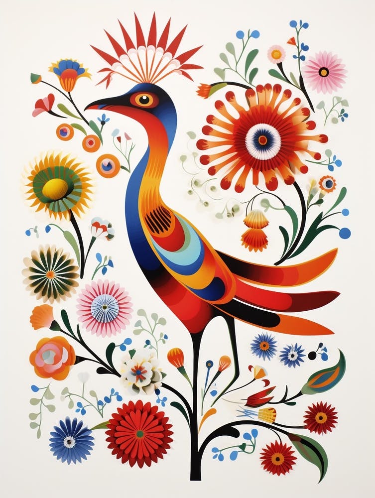 Scandinavian Bird Illustration Roadrunner 1