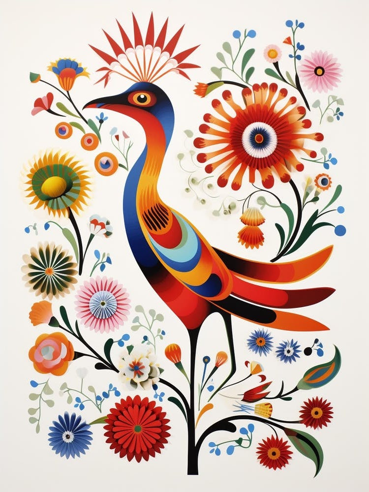 Scandinavian Bird Illustration Roadrunner 1