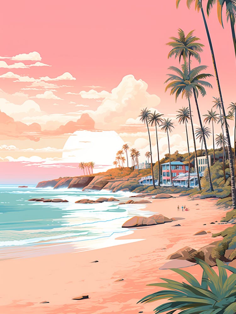An Illustration In Pink Tones Of  Greenmount Beach Australia 4