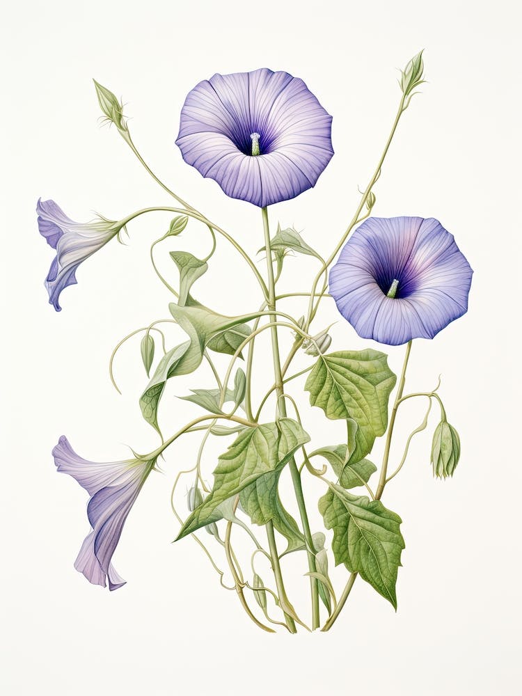 Morning Glories Flower Vintage Botanical 3