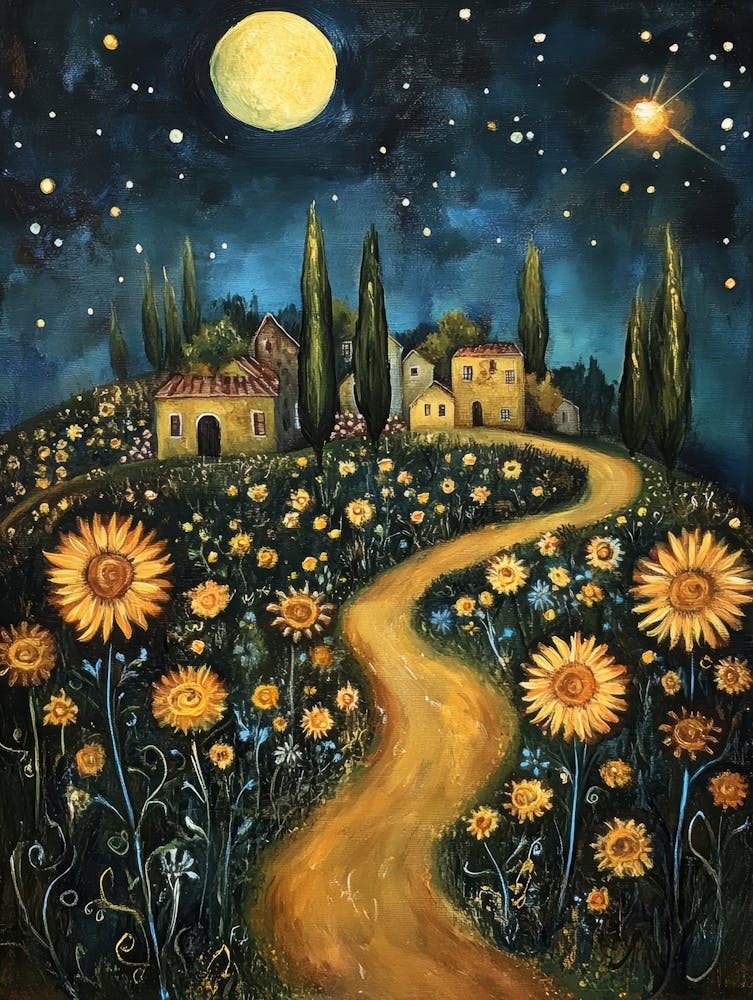 Sunflowers At Night
