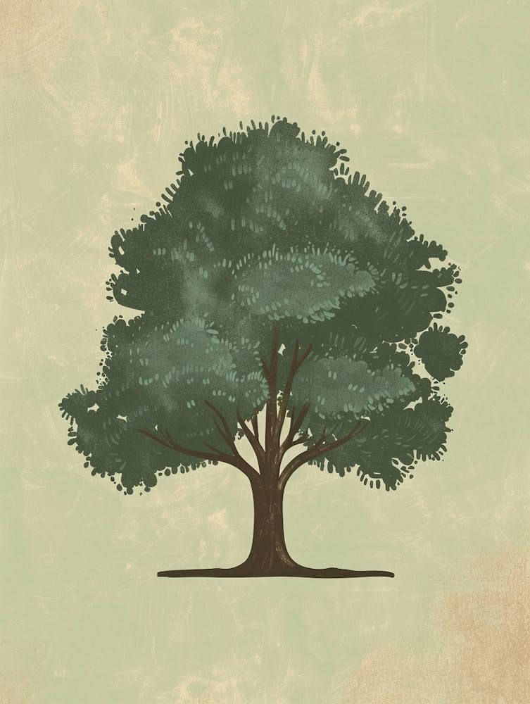 Walnut Tree Minimal Japandi Illustration 3