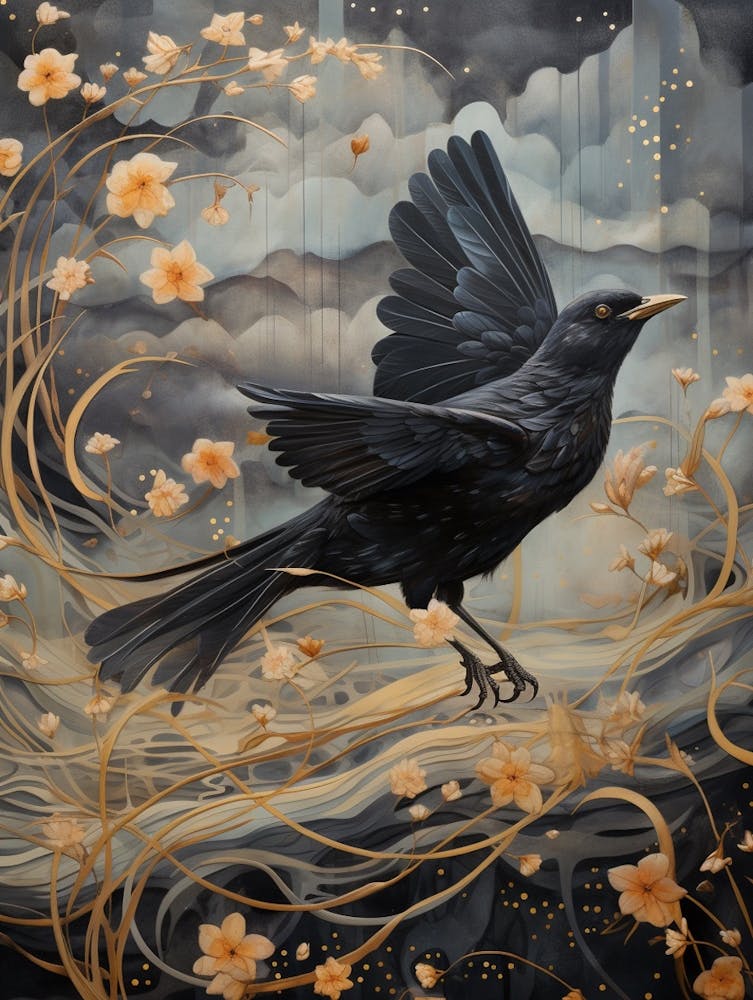 Blackbird 3 Gold Detail Painting