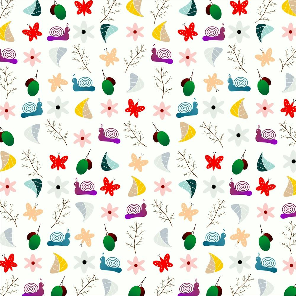Snails Butterflies Pattern Seamless