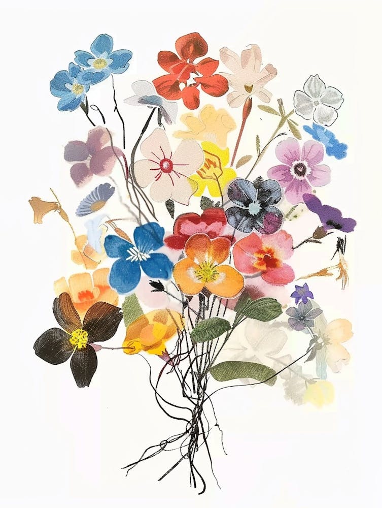 Forget Me Not 5 Collage Flower Bouquet