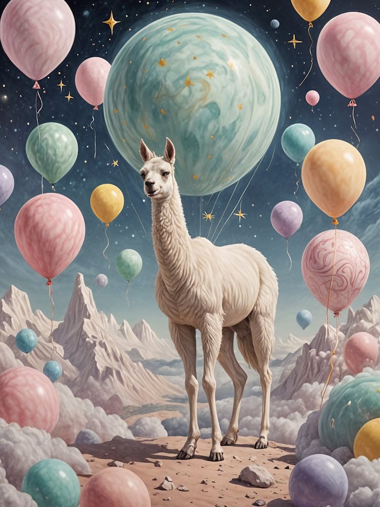 Llama With Balloons 1