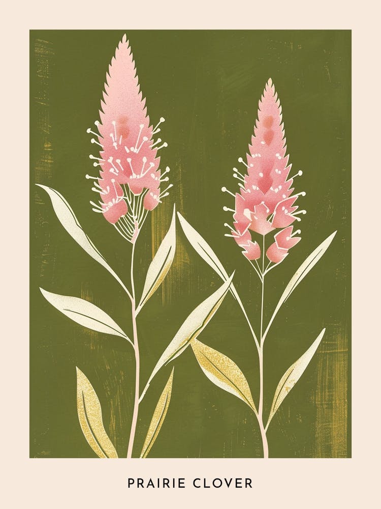 Fleur de trèfle des prairies rose et verte 2 - Affiche